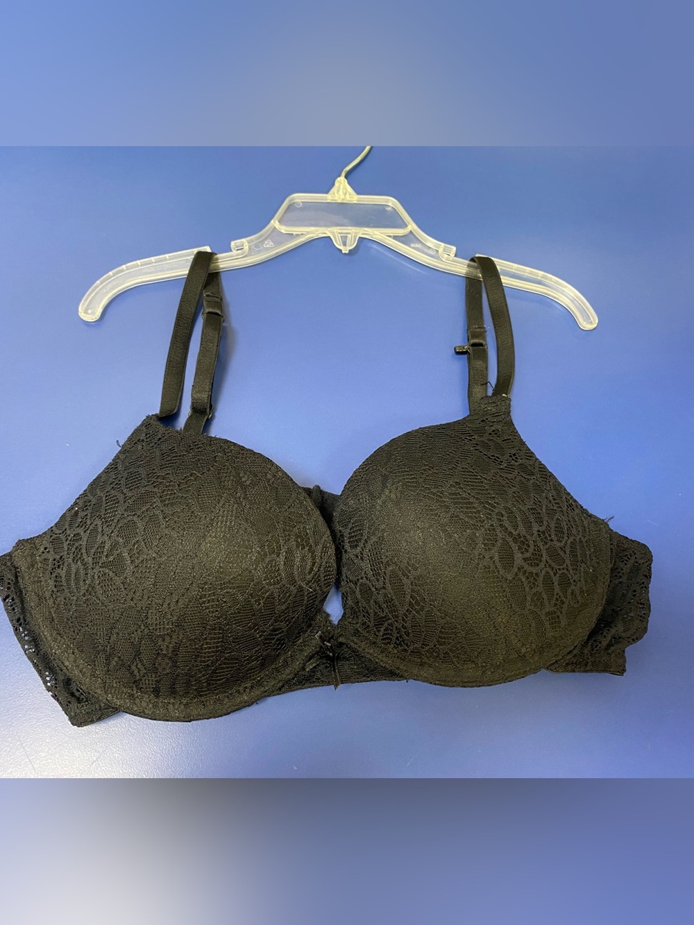 So Black Lace Push-Up Bra with Adjustable Straps hook for racerback 34B